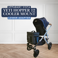 Stroller House lower-adapter cooler mount for the UPPAbaby Vista, made for the YETI Hopper Flip 12, shown carrying a cooler low on the frame.